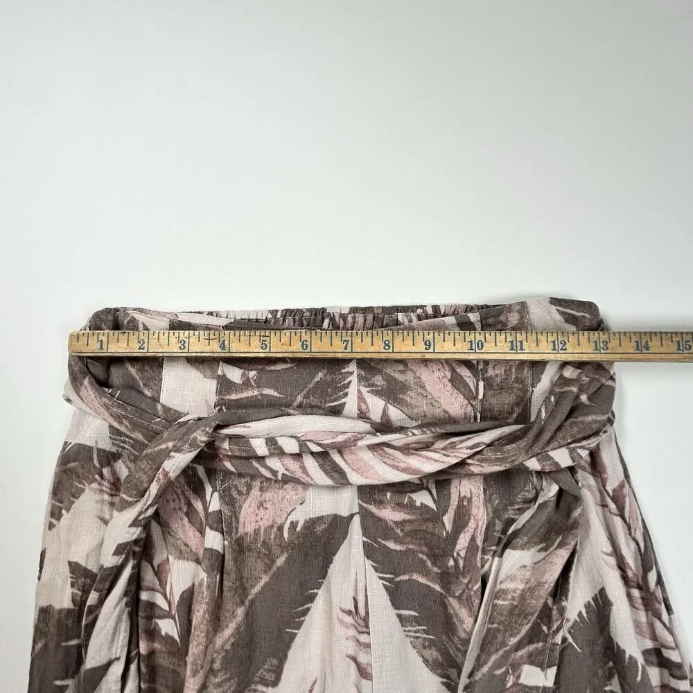 Free People Wide Leg Pants Cropped Flowy Cottage Boho Culotte Tropical Palm S